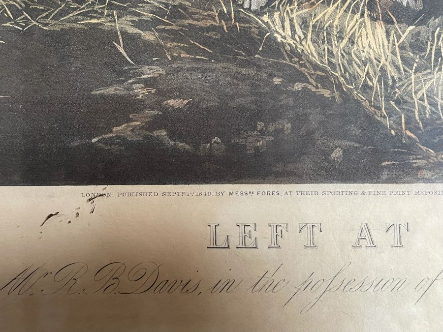 English Horse Engraving Titled Left At Home By J. Harris Painting By R. B. Davis Framed 36 X 30 [Photo 10]