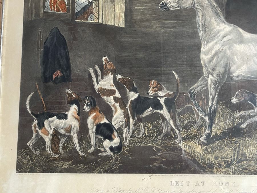 English Horse Engraving Titled Left At Home By J. Harris Painting By R. B. Davis Framed 36 X 30 [Photo 6]