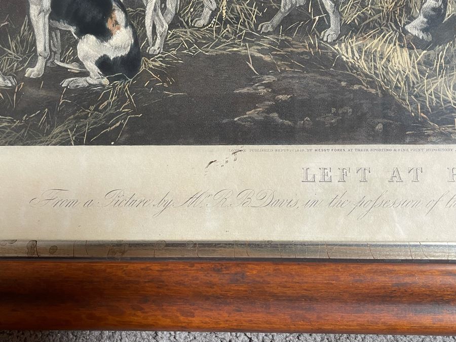 English Horse Engraving Titled Left At Home By J. Harris Painting By R. B. Davis Framed 36 X 30 [Photo 15]
