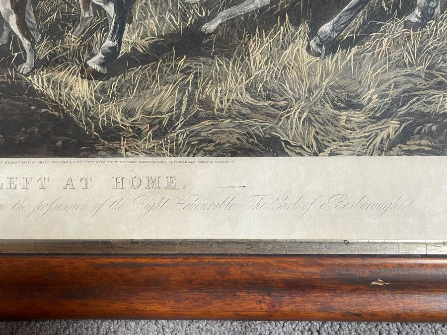 English Horse Engraving Titled Left At Home By J. Harris Painting By R. B. Davis Framed 36 X 30 [Photo 16]