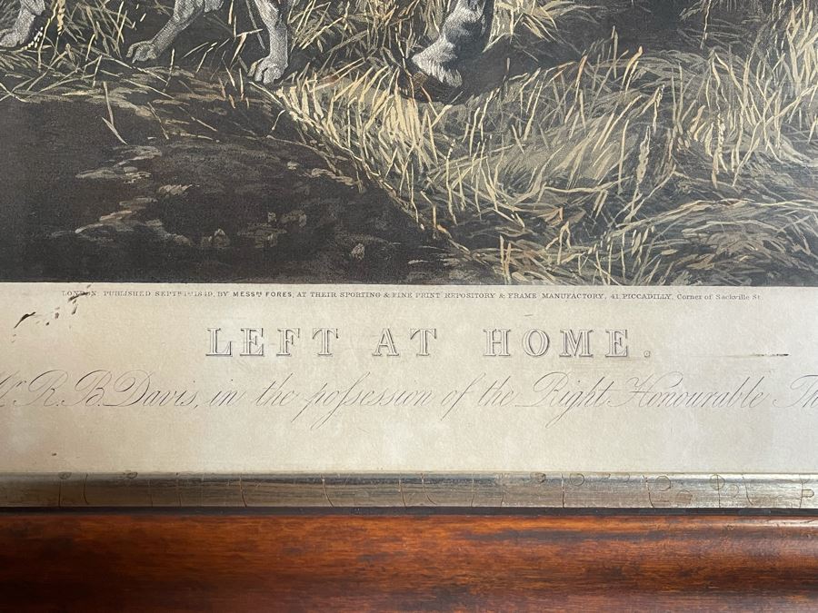 English Horse Engraving Titled Left At Home By J. Harris Painting By R. B. Davis Framed 36 X 30 [Photo 9]