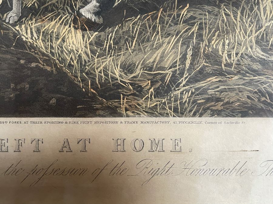 English Horse Engraving Titled Left At Home By J. Harris Painting By R. B. Davis Framed 36 X 30 [Photo 11]