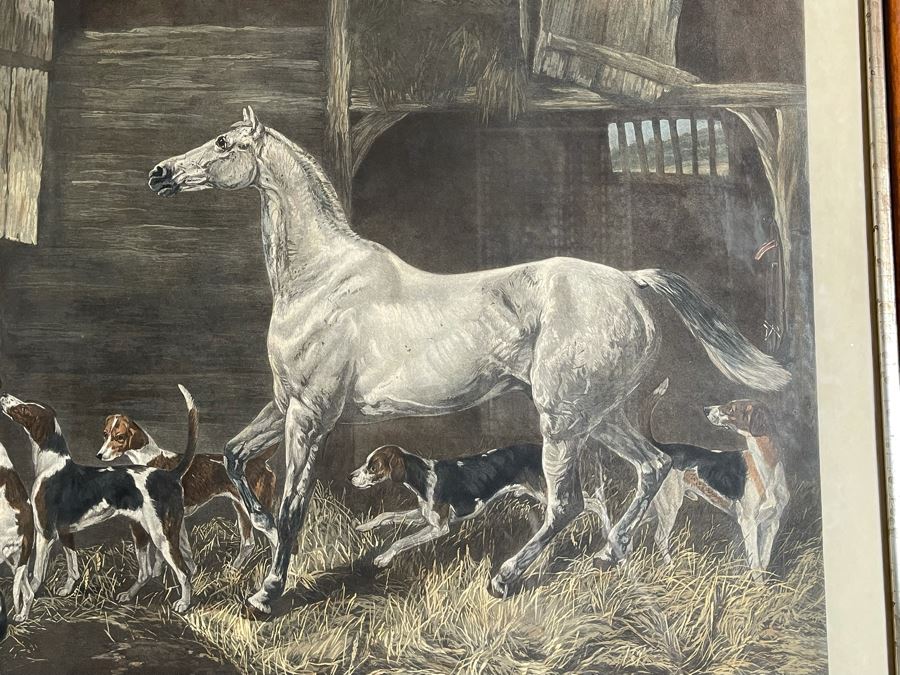 English Horse Engraving Titled Left At Home By J. Harris Painting By R. B. Davis Framed 36 X 30 [Photo 5]