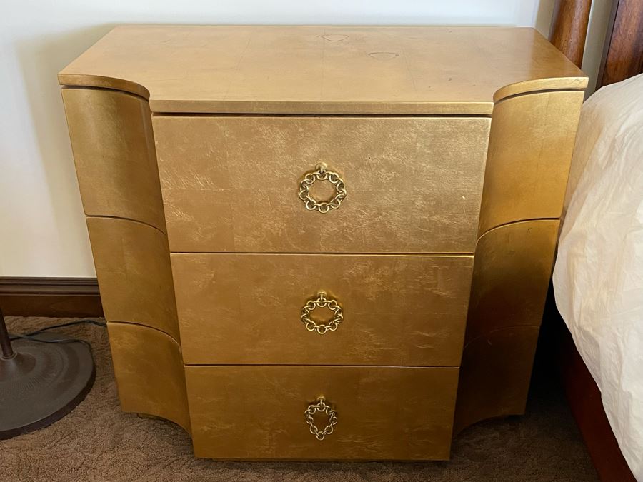 Pair Of Gold Tone Bernhardt Nightstands 34W X 20D X 30.5H [Photo 4]