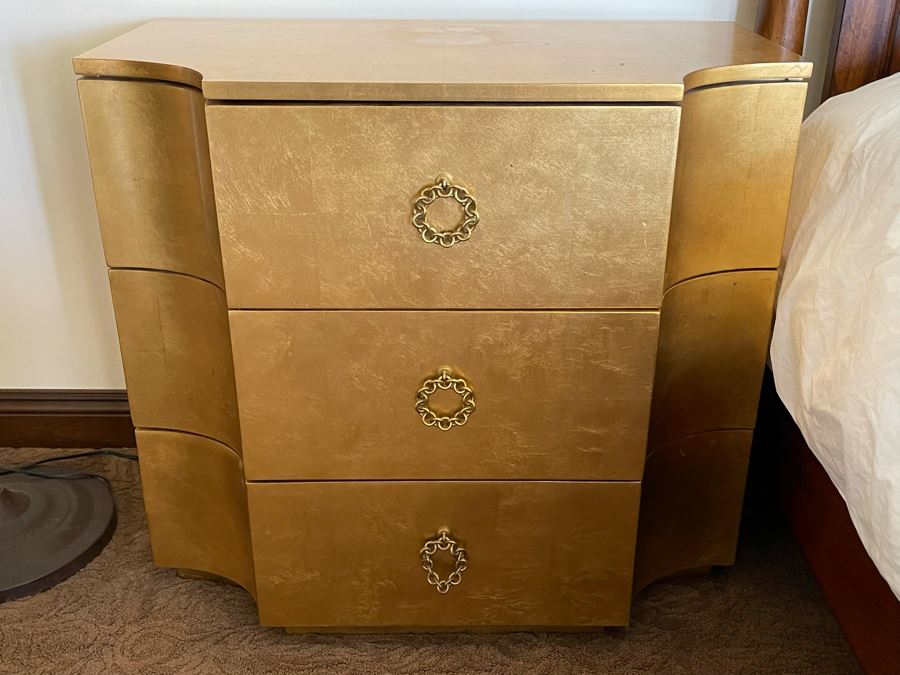 Pair Of Gold Tone Bernhardt Nightstands 34W X 20D X 30.5H [Photo 2]