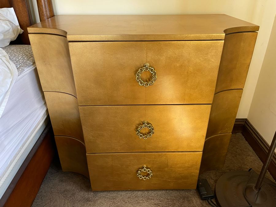 Pair Of Gold Tone Bernhardt Nightstands 34W X 20D X 30.5H [Photo 6]