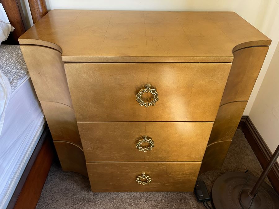 Pair Of Gold Tone Bernhardt Nightstands 34W X 20D X 30.5H [Photo 7]