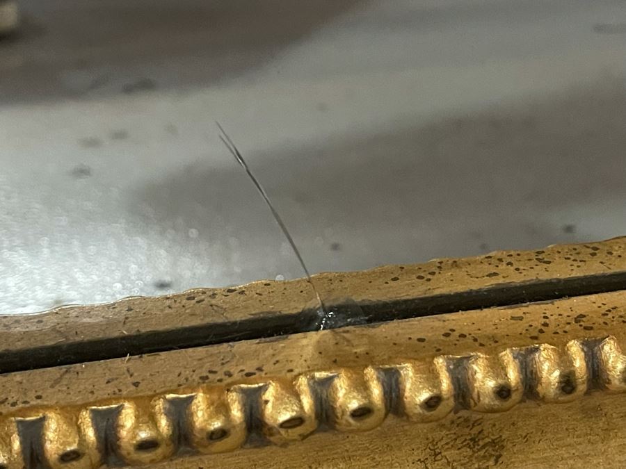 Update - Full Length Ethan Allen Gold Tone Mirror (Not Wood) 4'W X 7'H (Noticed Small Hairline Crack In Glass In Bottom Middle Of Mirror - See Photos) [Photo 13]