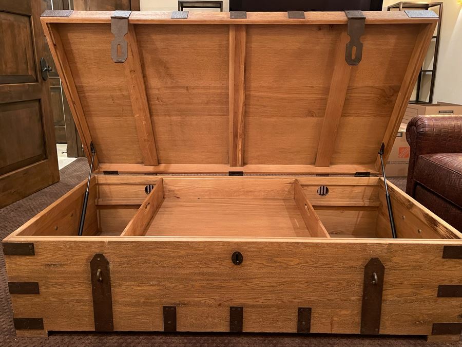Huge Restoration Hardware Coffee Table Trunk 62W X 33D X 18H - See Photos [Photo 2]