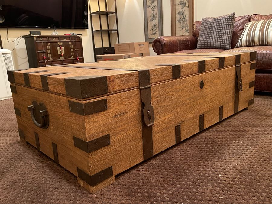 Huge Restoration Hardware Coffee Table Trunk 62W X 33D X 18H - See Photos [Photo 3]