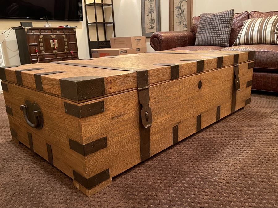Huge Restoration Hardware Coffee Table Trunk 62W X 33D X 18H - See Photos [Photo 4]