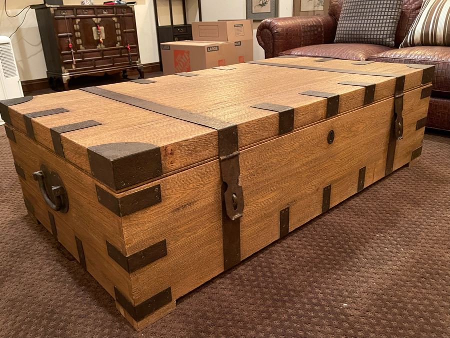Huge Restoration Hardware Coffee Table Trunk 62W X 33D X 18H - See Photos [Photo 1]