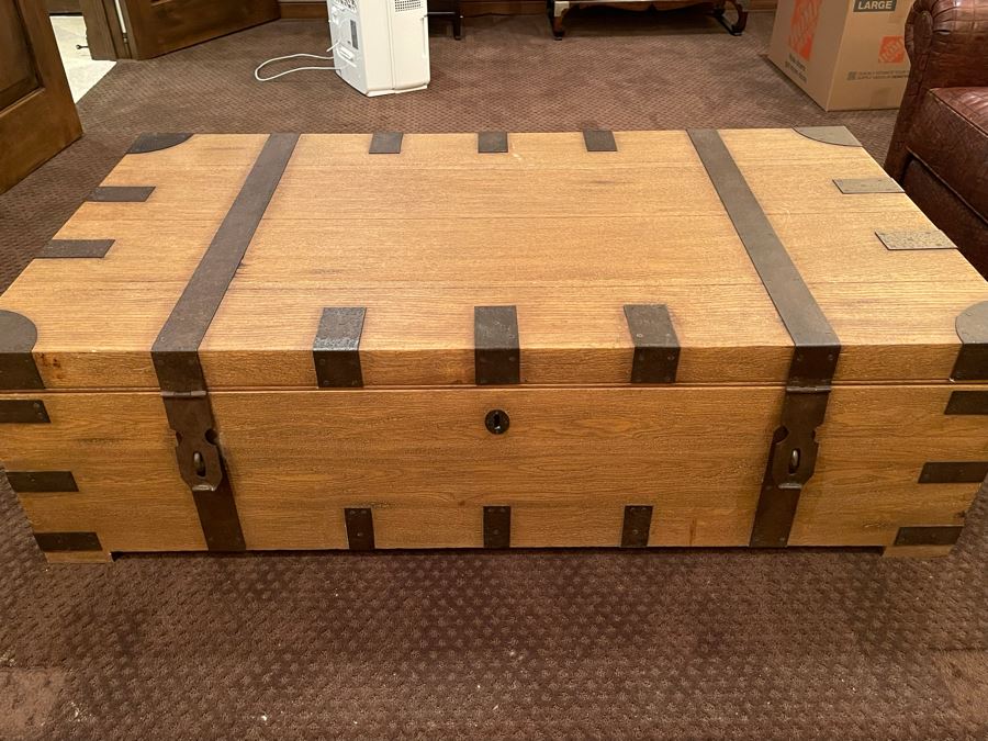 Huge Restoration Hardware Coffee Table Trunk 62W X 33D X 18H - See Photos [Photo 5]