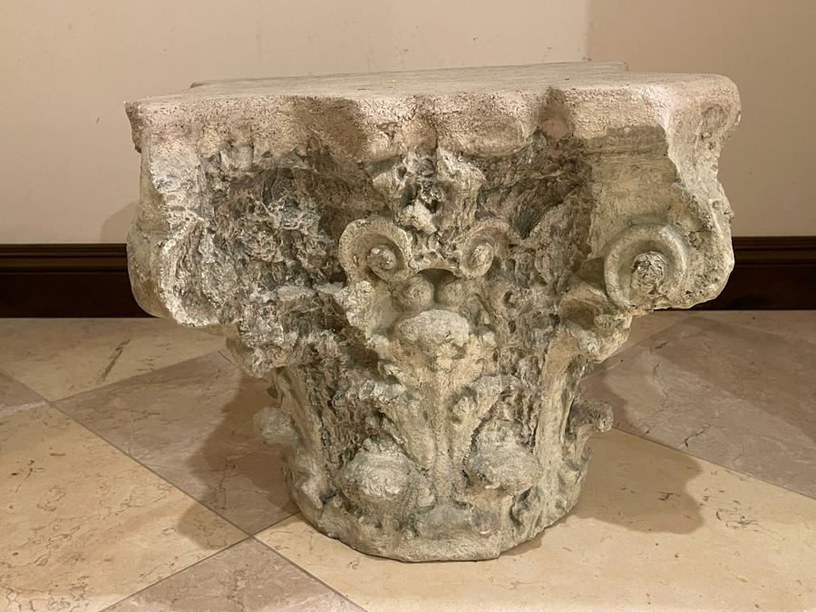 Restoration Hardware Decorative Distressed Column Side Table 20W X 20D X 17H [Photo 3]