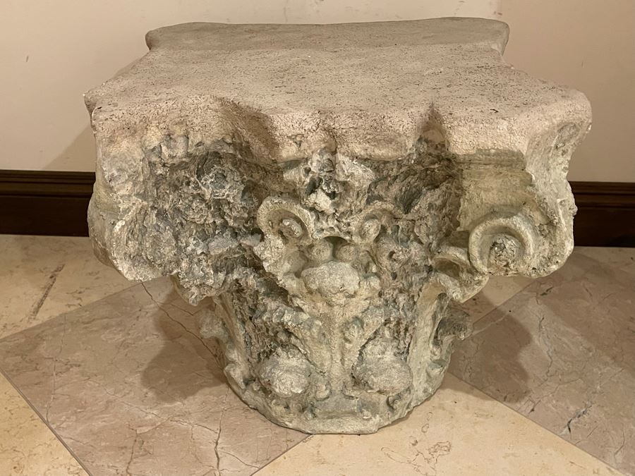 Restoration Hardware Decorative Distressed Column Side Table 20W X 20D X 17H [Photo 2]