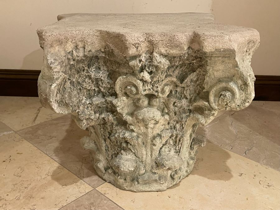 Restoration Hardware Decorative Distressed Column Side Table 20W X 20D X 17H [Photo 5]