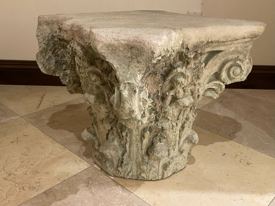 Restoration Hardware Decorative Distressed Column Side Table 20W X 20D X 17H [Photo 4]