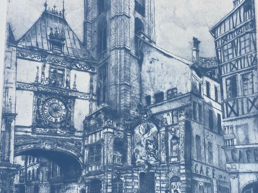 Vintage Hand Signed European Etching Framed 19 X 24 [Photo 9]