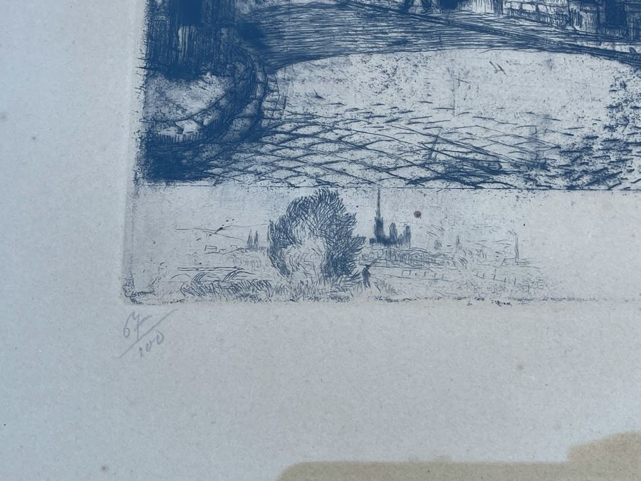 Vintage Hand Signed European Etching Framed 19 X 24 [Photo 5]