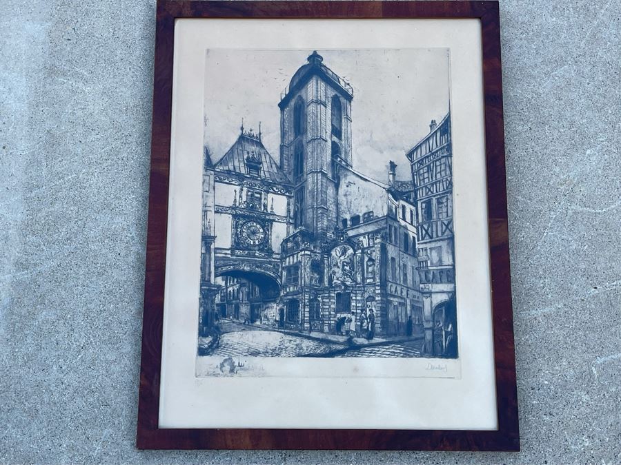 Vintage Hand Signed European Etching Framed 19 X 24 [Photo 2]