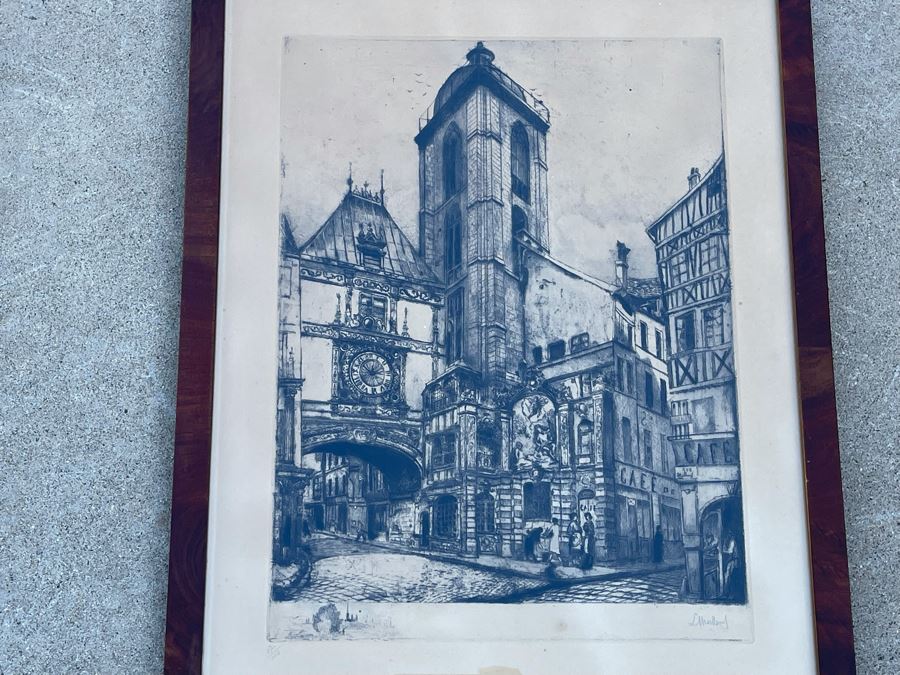 Vintage Hand Signed European Etching Framed 19 X 24 [Photo 4]