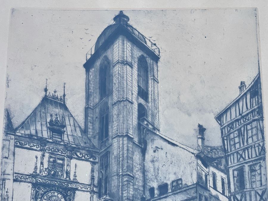 Vintage Hand Signed European Etching Framed 19 X 24 [Photo 10]