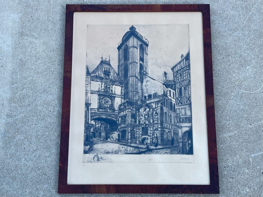 Vintage Hand Signed European Etching Framed 19 X 24 [Photo 3]