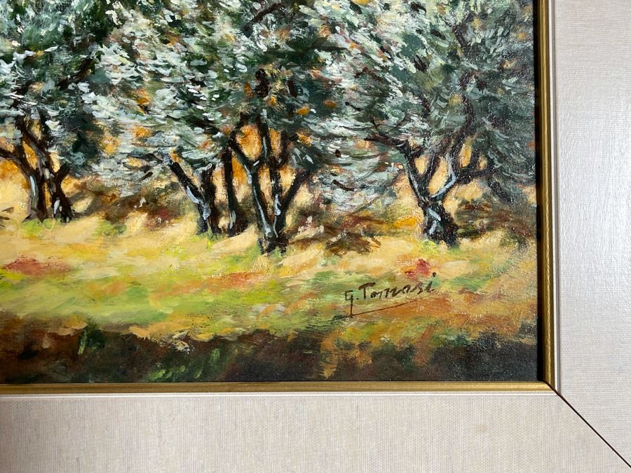 Original Painting Titled Panorama Le Contesse By Italian Artist Signed G. Tomasi Framed 32.5 X 27 [Photo 8]