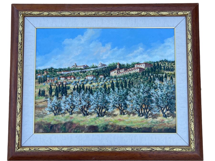 Original Painting Titled Panorama Le Contesse By Italian Artist Signed G. Tomasi Framed 32.5 X 27 [Photo 12]