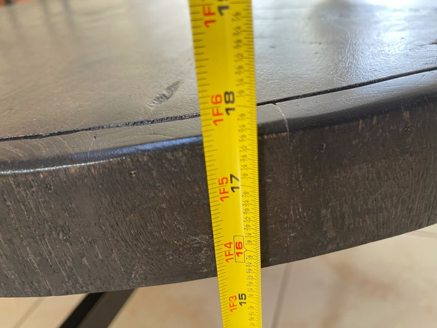 Round Cocktail Table With Wooden Top And Metal Base 40R X 18H [Photo 6]