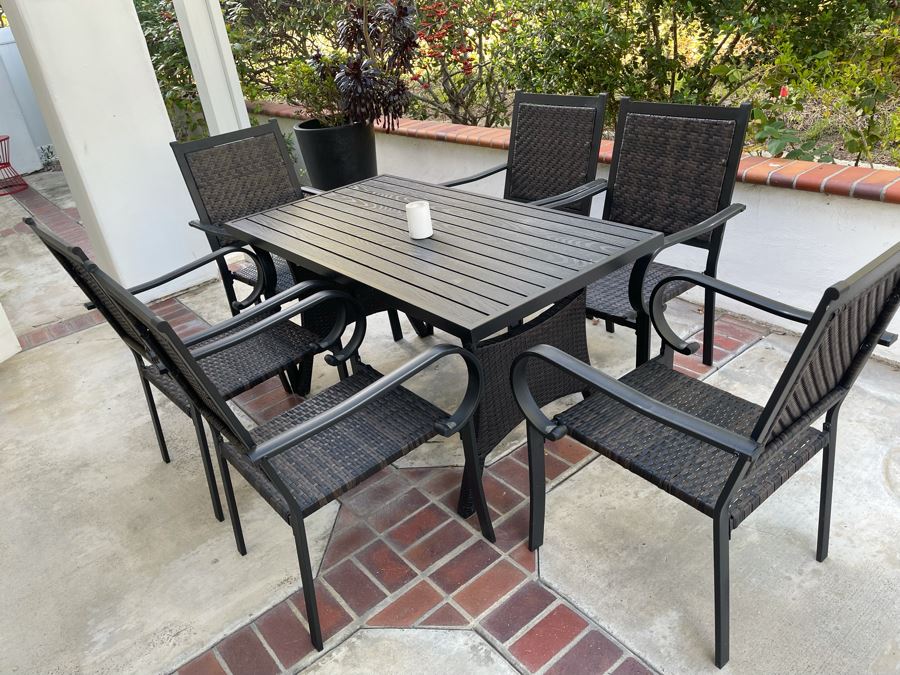 Outdoor Table With Six Chairs (Includes New Cushions) 56W X 29.5D X 28.5H [Photo 4]