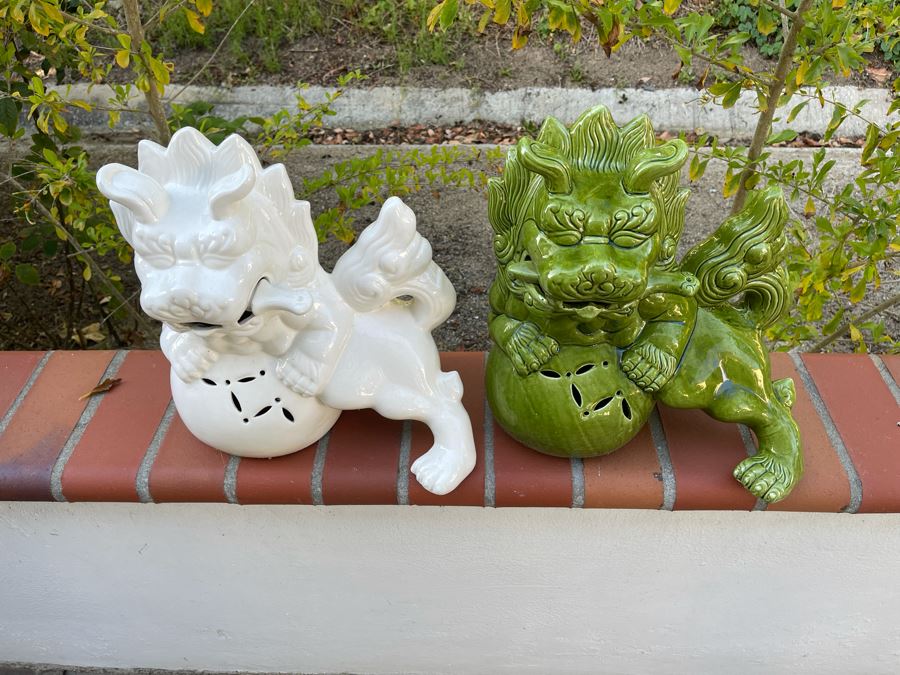 Pair Of Decorative Ceramic Foo Dogs