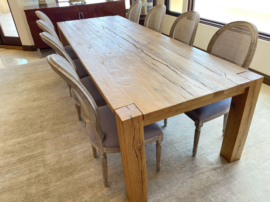 Restoration Hardware Large Wooden Plank Dining Table 39.5W X 9'L (Chairs Sold Separately) [Photo 9]