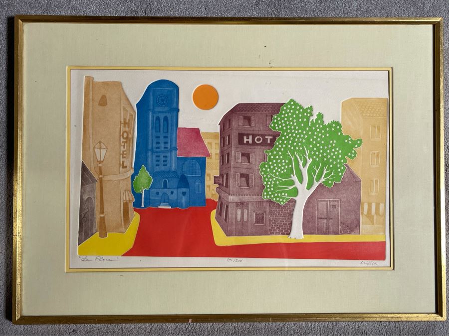 Misha Lenn Limited Edition Embossed Lithograph Titled 'La Place' Framed 31.5 X 22.5 [Photo 2]