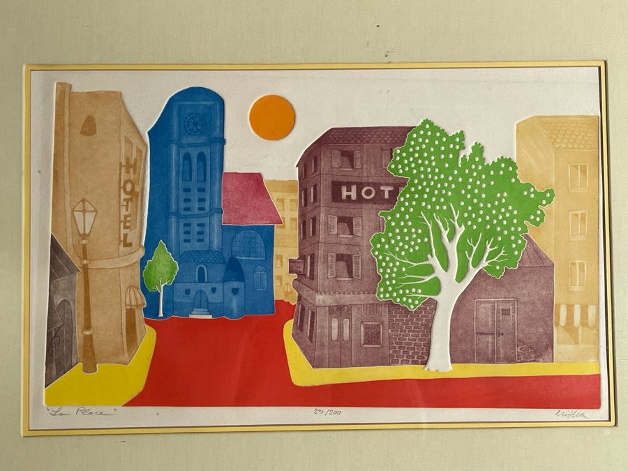 Misha Lenn Limited Edition Embossed Lithograph Titled 'La Place' Framed 31.5 X 22.5 [Photo 4]