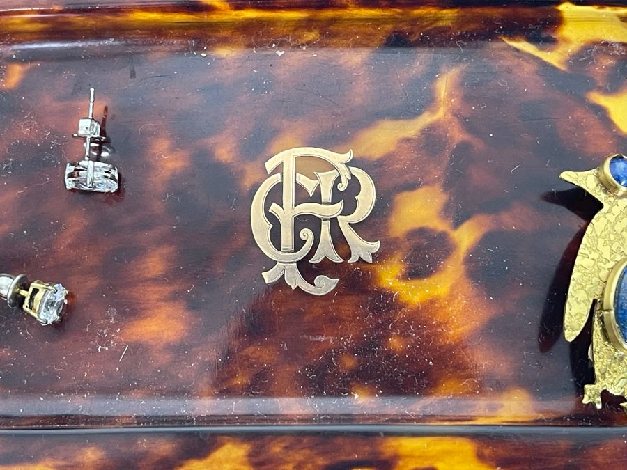 Vintage Monogram Trinket Dish With Several Jewelry Pieces [Photo 5]