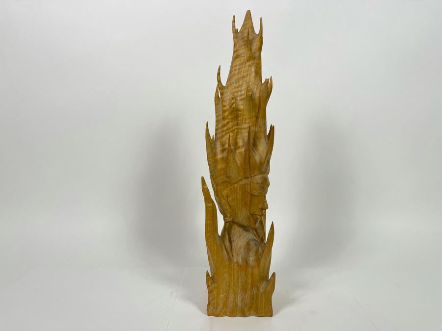 Hand Carved Wooden Sculpture 16.5H [Photo 4]