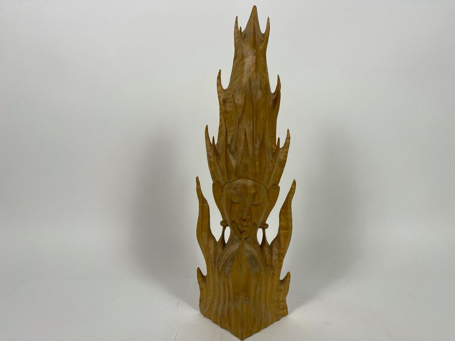 Hand Carved Wooden Sculpture 16.5H [Photo 3]
