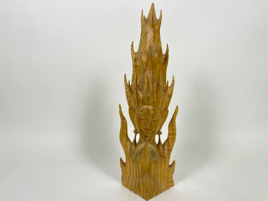 Hand Carved Wooden Sculpture 16.5H [Photo 2]