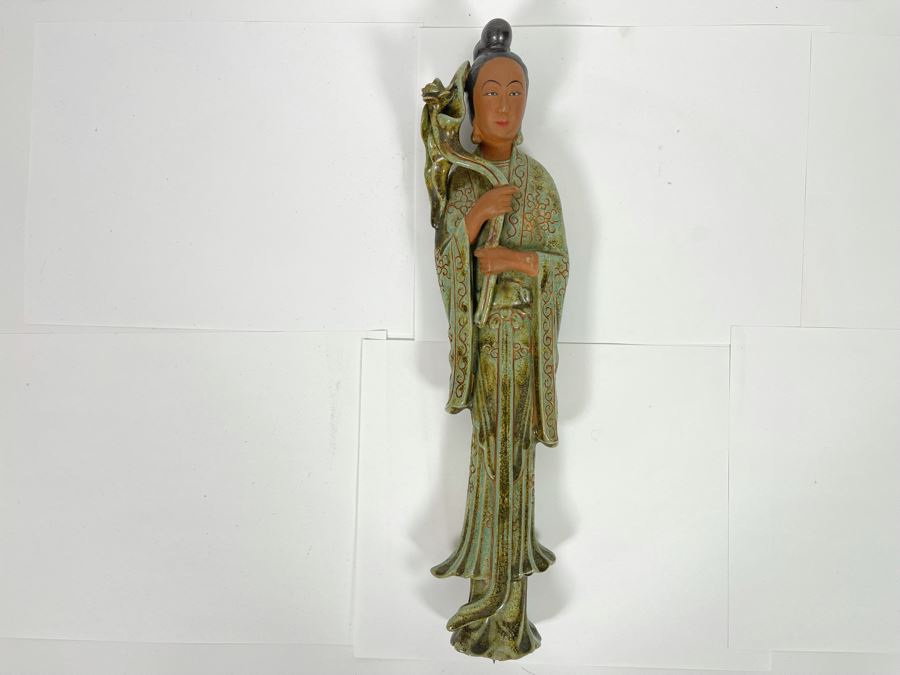 Chinese Hand Painted Porcelain Sculpture Missing Base 16H [Photo 3]