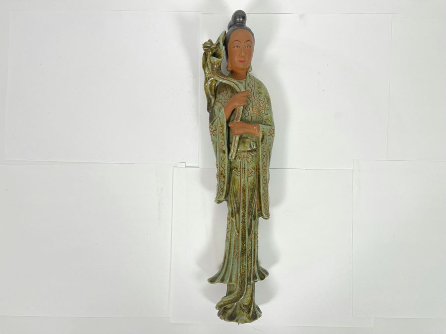 Chinese Hand Painted Porcelain Sculpture Missing Base 16H [Photo 2]