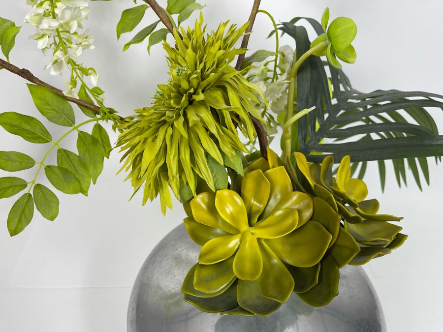 Z Galleire Metal 7' Polished Aluminum Vase With Artificial Flower Arrangement 27H [Photo 4]