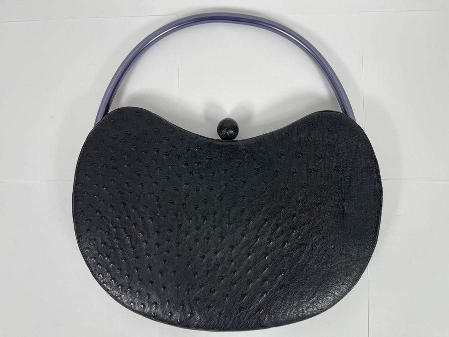 Vintage Ostrich Leather Handbag 14W X 15.5H [Photo 8]