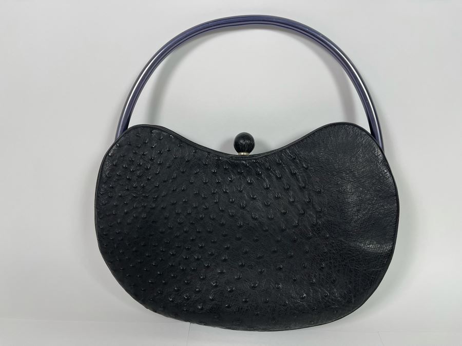 Vintage Ostrich Leather Handbag 14W X 15.5H [Photo 4]