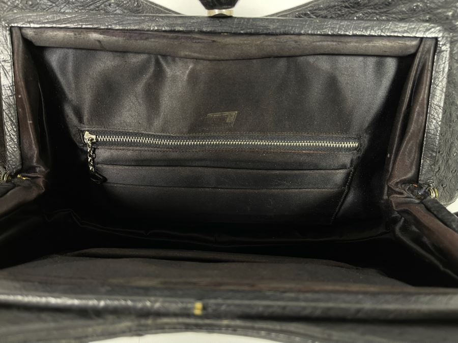 Vintage Ostrich Leather Handbag 14W X 15.5H [Photo 6]