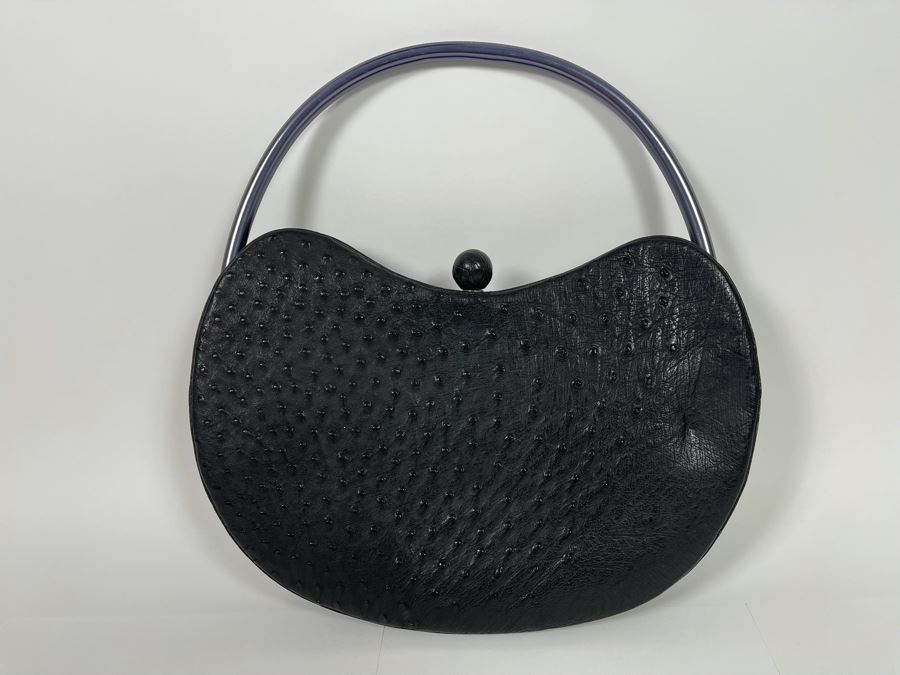 Vintage Ostrich Leather Handbag 14W X 15.5H [Photo 3]