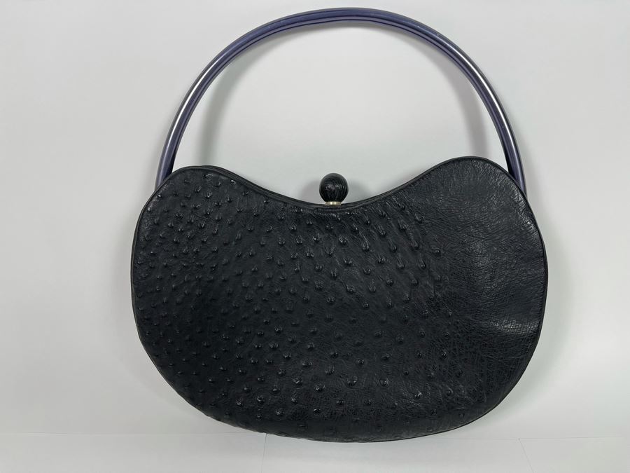 Vintage Ostrich Leather Handbag 14W X 15.5H [Photo 5]