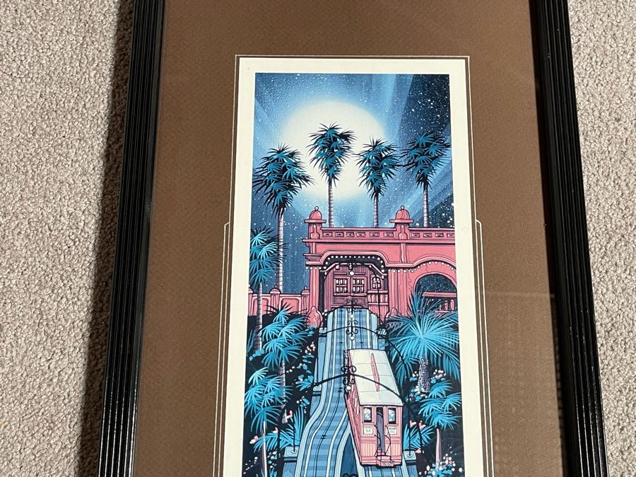 Signed Limited Edition Print Ride Up Bunker Hill Angels Flight By Fred Bonn Framed 13.5 X 33.5 [Photo 9]
