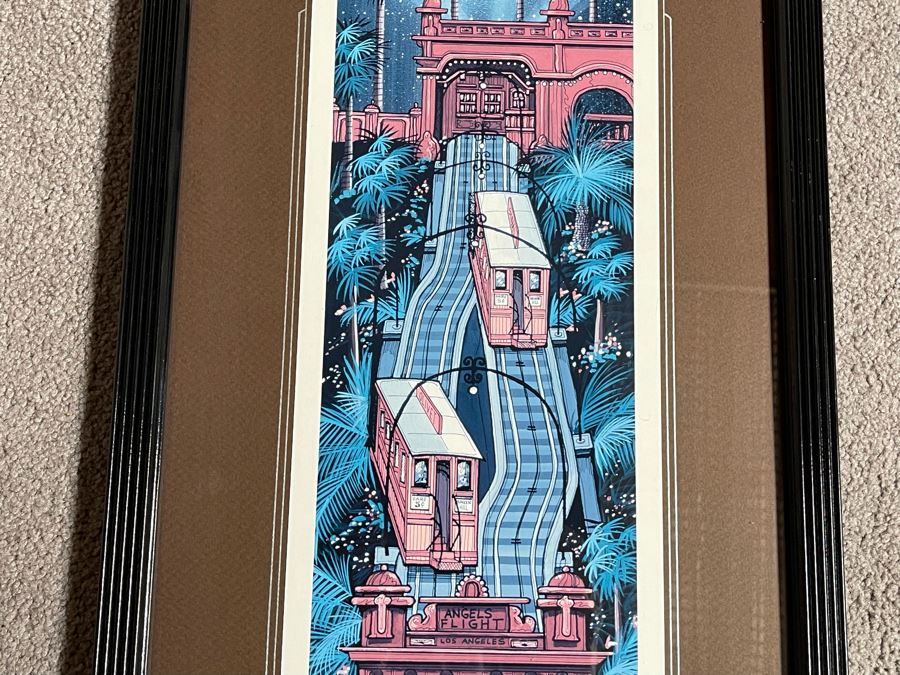 Signed Limited Edition Print Ride Up Bunker Hill Angels Flight By Fred Bonn Framed 13.5 X 33.5 [Photo 8]
