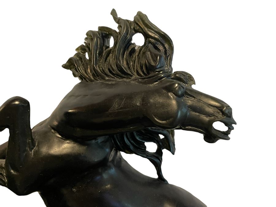 Impressive Large Solid Stone Carved Horse Sculpture (Has Some Damage) 43W X 9D X 29H [Photo 17]